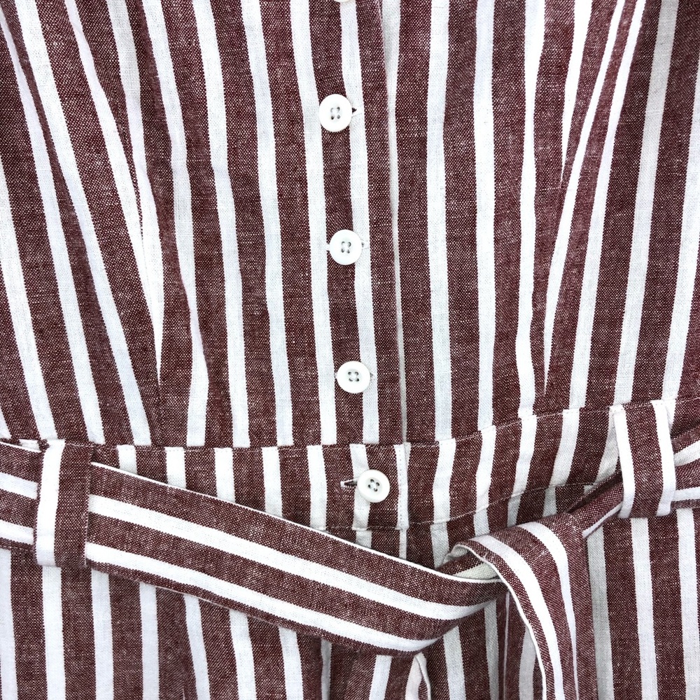 Boden Rust and White Striped Sleeveless Jumpsuit - Picture 6 of 10